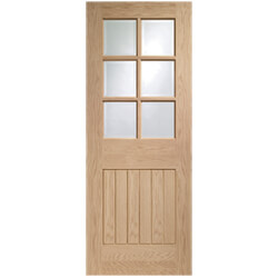 XL Joinery Suffolk Internal Door with 1 Panel and 6 Clear Bevelled Glazed Light - Unfinished Oak