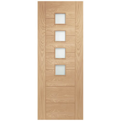 XL Joinery Palermo Internal Door with 7 Panel and 4 Obscure Glazed Light - Prefinished Oak