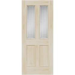 XL Joinery Malton External Door with 2 Panel and 2 Printed Glazed Light - Unfinished Accoya
