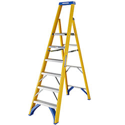 Werner Fibreglass Platform Stepladders - 6 Tread