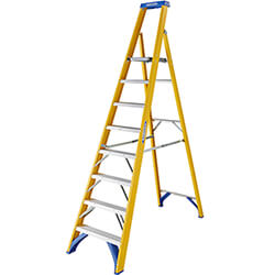 Werner Fibreglass Platform Stepladders - 8 Tread