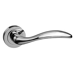 Atlantic Mediterranean Ancon Lever Handle on Round Rose - Polished Chrome - 135mm L
