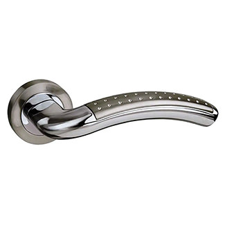 Atlantic Mediterranean Monaco Lever Door Handle on Round Rose - Satin Nickel/Polished Chrome