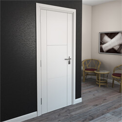 JB Kind Mistral Internal Door with 3 Panel - White Primed