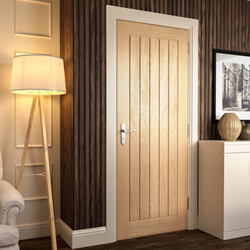 JB Kind Thames Veneered Internal Door with 5 Panel - Unfinished Oak