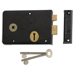 Union 1439 Lever Rim Lock 53mm Backset - Black Japanned