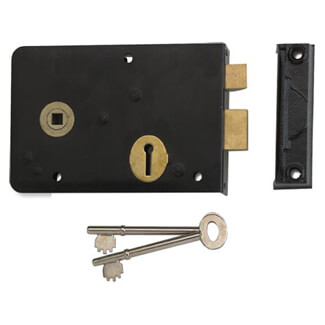 Union 1439 Lever Rim Lock 53mm Backset - Black Japanned