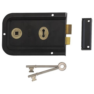 Union 1445 Lever Rim Lock 51mm Backset - Black Japanned