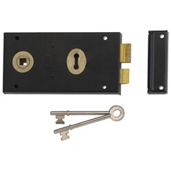 Union 1448 Lever Rim Lock 51mm Backset - Black Japanned