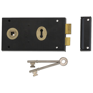 Union 1448 Lever Rim Lock 51mm Backset - Black Japanned