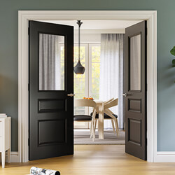 Deanta Windsor Internal Door with 2 Panel and 1 Clear Bevelled Glazed Light - Prefinished Black