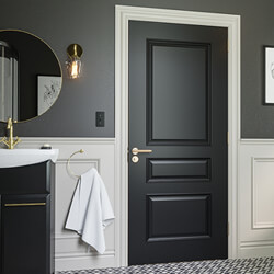 Deanta Windsor Internal Door with 3 Panel - Prefinished Black