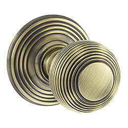 Atlantic Old English Ripon Reeded Mortice Knob on Concealed Fix Rose - 70mm Dia