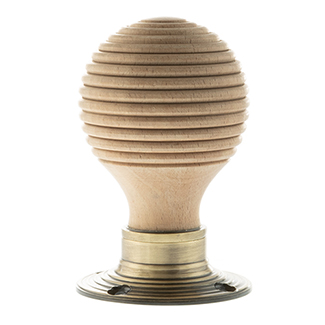 Atlantic Old English Bridlington Wood Reeded Beehive Door Knob On Face Fix Rose