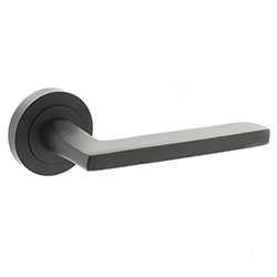 Atlantic Status Alaska Lever Door Handle on Round Rose in Matt Black - 128mm L