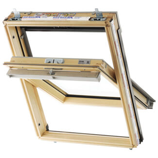 Keylite Manual Center Pivot TCP Clear Lacquered Pine Roof Window With Manual Integral Blind