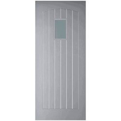 Joseph Miles Devon Thermawood External Door with 6 Panel and 1 Obscure Glazed Light - Grey Primed