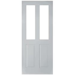 Joseph Miles Rutland Thermawood External Door with 2 Panel and 2 Clear Glazed Light - Grey Primed