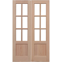 LPD GTP External Door Pair with 2 Panel and 12 Unglazed Light - Unfinished Hemlock
