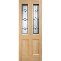 LPD Salisbury External Door with 2 Panel and 2 Obscure Glazed Light - Unfinished Oak