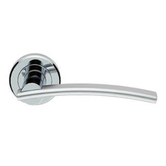 Carlisle Brass Serozzetta Cumulus Flat Slender Arched Lever Handle on Rose - Polished-Satin Chrome
