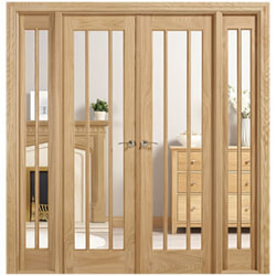 LPD Lincoln W6 Internal Room Divider Door Set with 3 Clear Glazed Light - Unfinished Oak