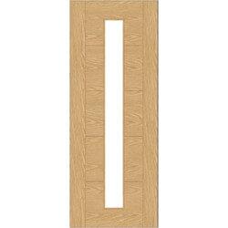 Chio Ladder Internal Door with 5 Panel and 1 Clear Glazed Light - Unfinished Oak