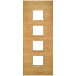 Joseph Miles Annora Internal Door with 5 Panel and 4 Clear Glazed Light - Prefinished Oak