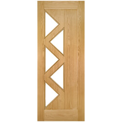 Joseph Miles Epsom Internal Door with 5 Panel and 5 Clear Glazed Light - Prefinished Oak