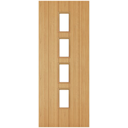 Joseph Miles Galdan Internal Door with 5 Panel and 4 Clear Glazed Light - Unfinished Oak