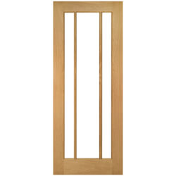Joseph Miles Harwich Internal Door with 3 Clear Bevelled Glazed Light - Unfinished Oak