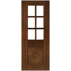 Joseph Miles Kensmore Internal Door - 1 Panel and 6 Clear Bevelled Glazed Light Prefinished Walnut