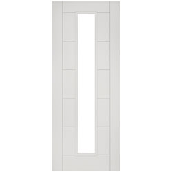 Joseph Miles Toledo Internal Fire Door with 7 Panel and 1 Clear Glazed Light - White Primed