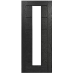 Joseph Miles Toledo Internal Door with 7 Panel and 1 Clear Glazed Light - Painted Brushed Black Oak