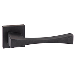 Atlantic Forme Artemide Lever Door Handle on Minimal Square Rose - Matt Black - 138mm L