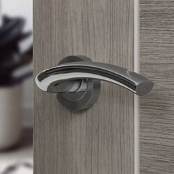 Atlantic Eco Crest Aluminium Lever Door Handle on Round Rose - 134mm L