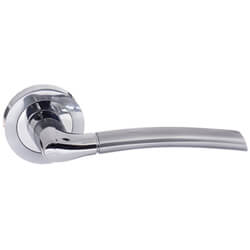 Atlantic Eco Swell Lever Door Handle on Round Rose in Aluminium - 126mm L