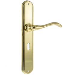 Atlantic Forme Valence Key Lever Door Handle on Backplate - Solid Brass - 118mm L