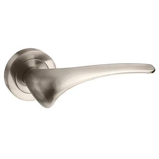 Atlantic Mediterranean Marseille Lever Door Handle On Round Rose - Satin Nickel