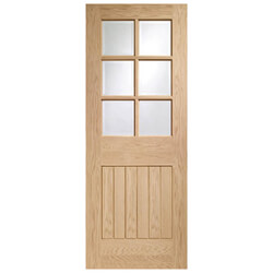 XL Joinery Suffolk Internal Door with 6 Panel and 6 Clear Bevelled Glazed Light - Prefinished Oak
