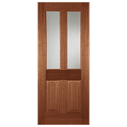 Joseph Miles External Door with 4 Panel and 2 Unglazed Light - Unfinished Hardwood Drape