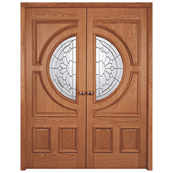 Joseph Miles Princely External Door Pair - 4 Panel and 2 Triple Feature Glazed Light - Unfinished Oak