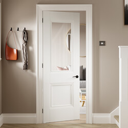 JB Kind Hardwick Internal Door with 1 Panel and 1 Clear Glazed Light - White Primed