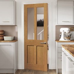 JB Kind Rushmore Internal Door with 2 Panel and 2 Clear Glazed Light - Unfinished Oak