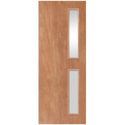 JB Kind Type-11G Internal Flush Fire Door with 2 Clear Glazed Light - Unfinished Paint Grade Plywood