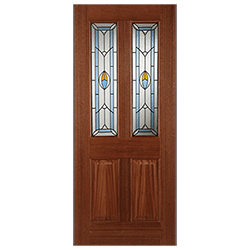 Joseph Miles External Door - 4 Panel and 2 Blue Double Glazed Light - Unfinished Hardwood Drape