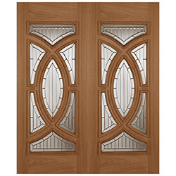Joseph Miles Monarch RM1S External Door Pair with 7 Triple Feature Glazed Light - Unfinished Oak