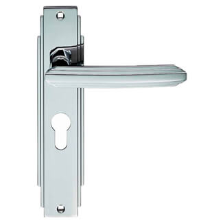 Carlisle Brass Art Deco Lock Lever Handle On Backplate