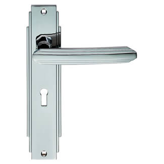 Carlisle Brass Art Deco Lever Handle With Keyhole On Backplate