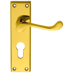 Carlisle Brass Contract Victorian Scroll Euro Profile Lever Door Handle On Backplate